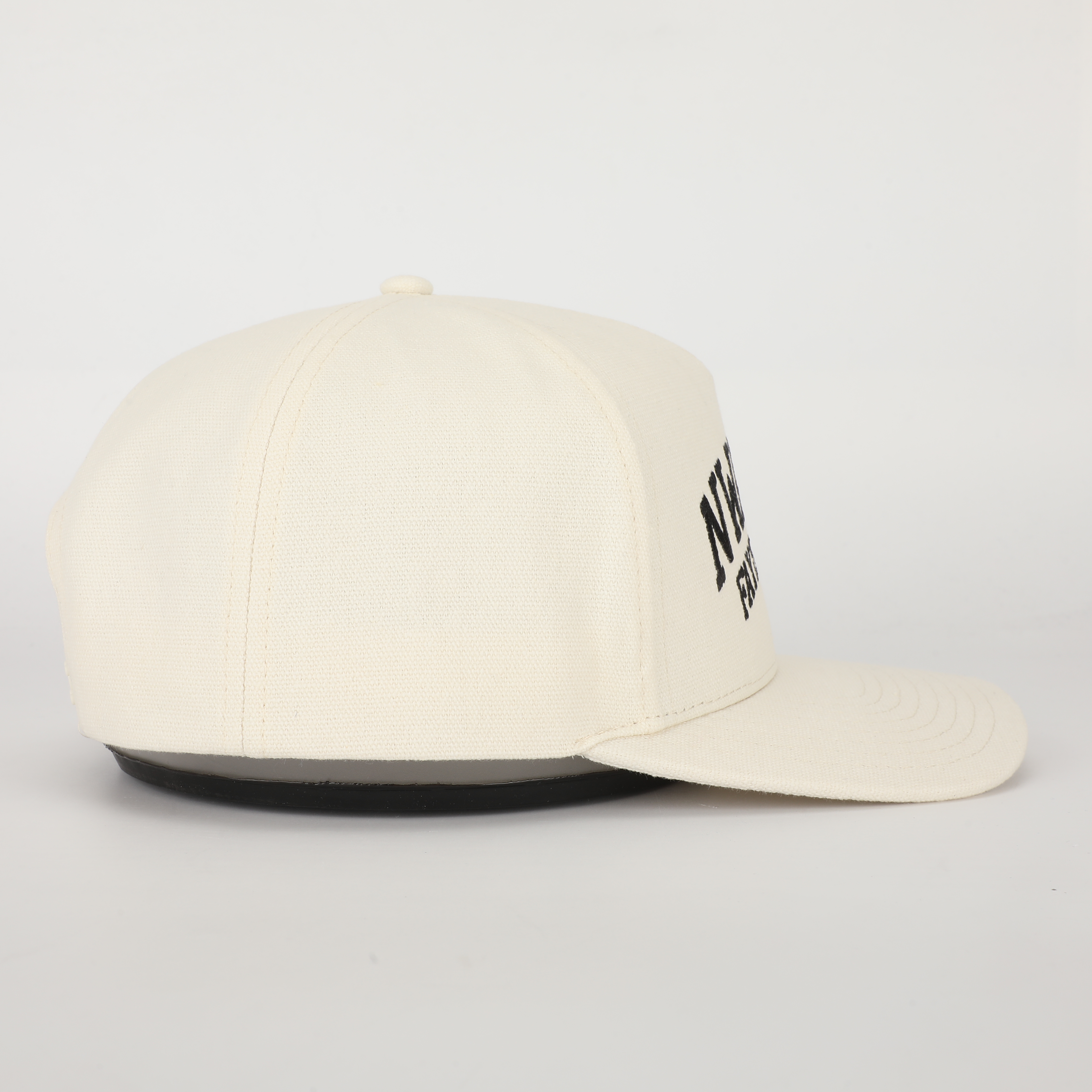 NWAHYPE Fayetteville Cream Cotton Twill 5-Panel Baseball Cap with Black Embroidered Lettering and Curved Brim