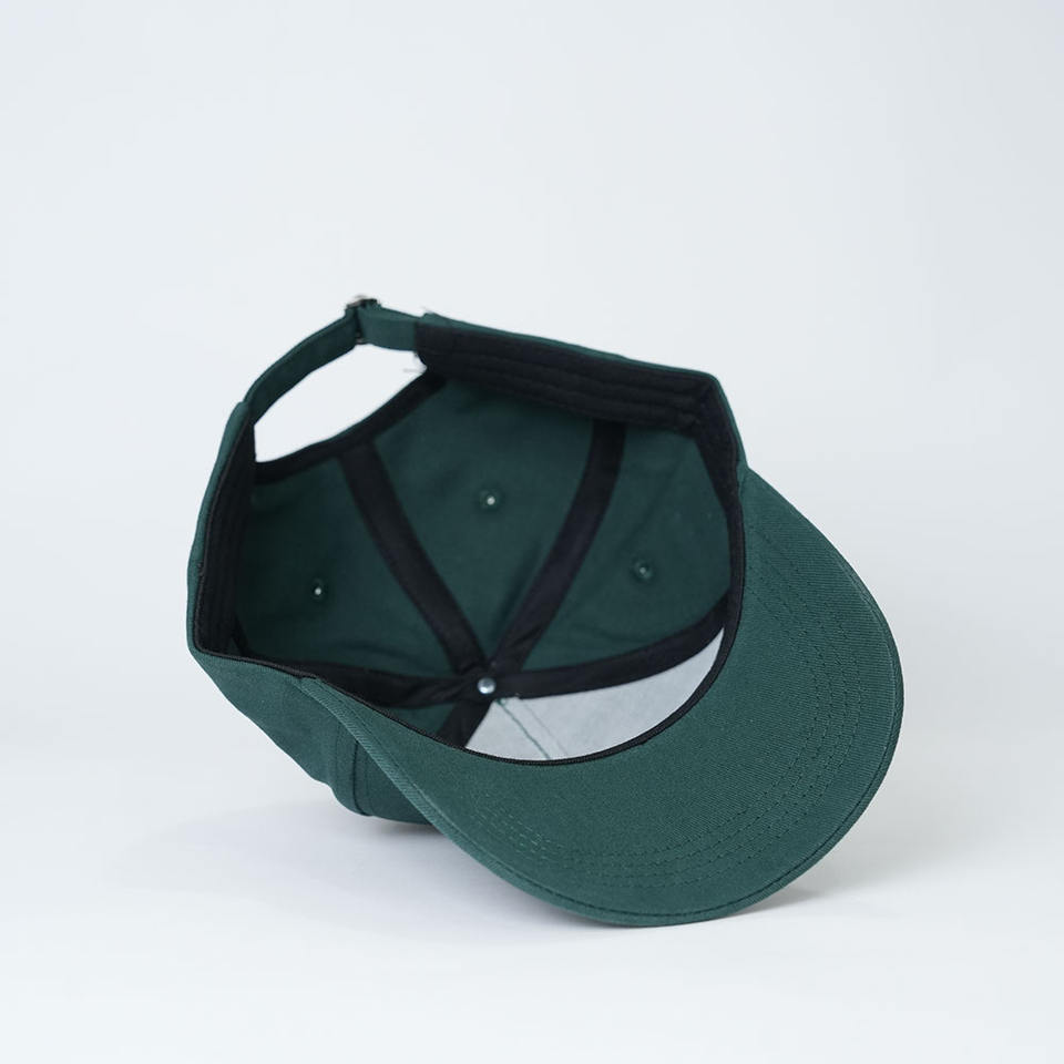 Dark Green Cotton Baseball Cap with Pink Geranium Floral Embroidered Logo