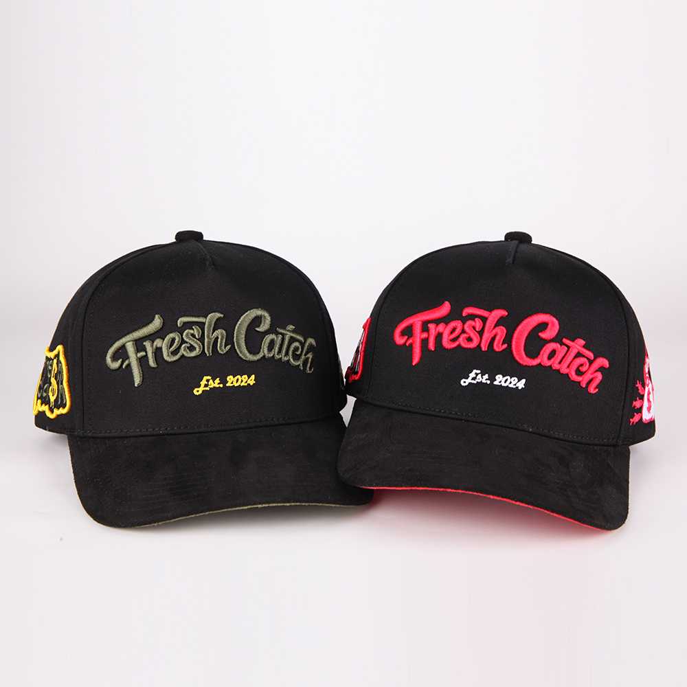 Fresh Catch Script Embroidered Black Baseball Cap