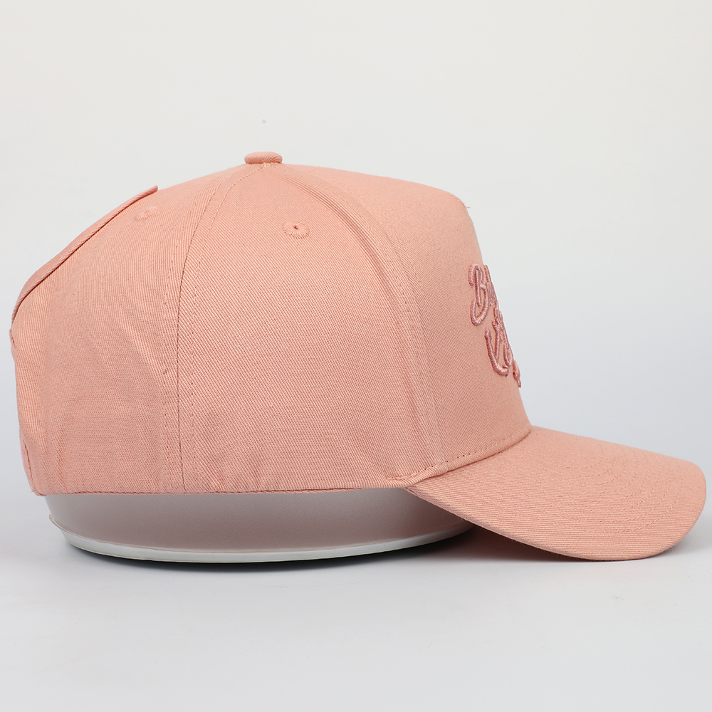 Peach Cotton Twill Baseball Cap with Tonal Anchor and Fish Embroidery