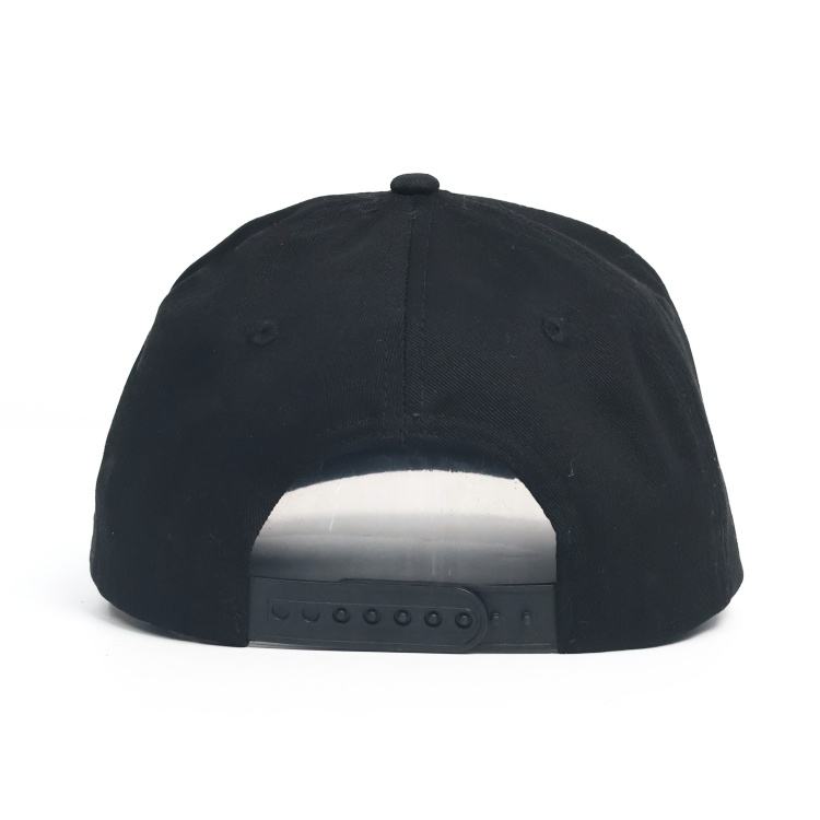Black Cotton Twill 5-Panel Baseball Cap with Inverted Rainbow 3D Letter Embroidery & Curved Brim