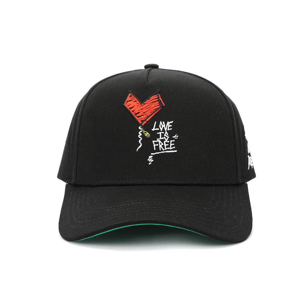 Black Cotton Twill Baseball Cap with 3D Embroidered Logo Adjustable Casual Hat