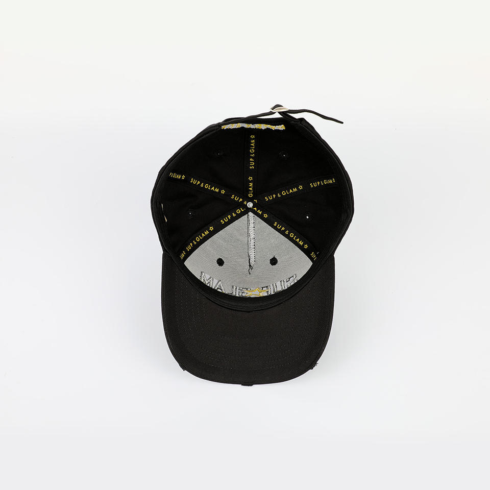 Black Cotton Twill Baseball Cap with Star Letter Embroidery