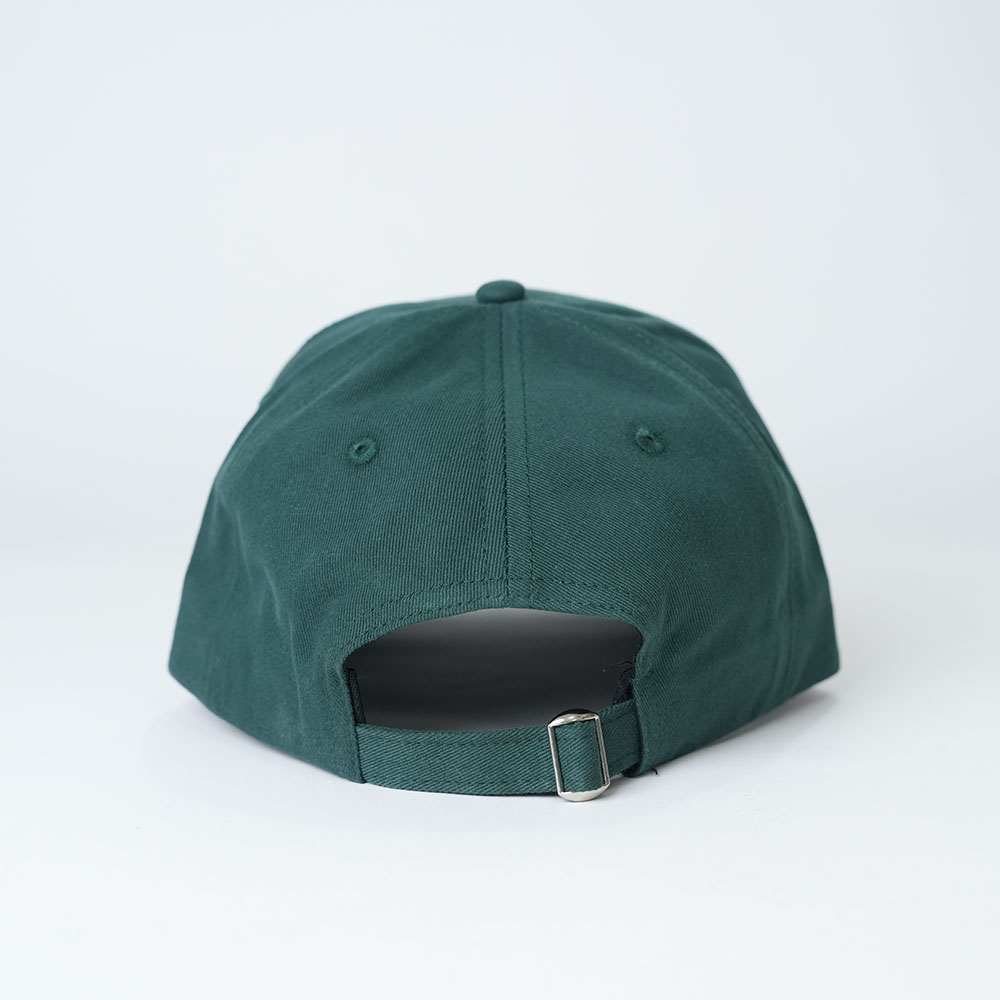 Dark Green Cotton Baseball Cap with Pink Geranium Floral Embroidered Logo