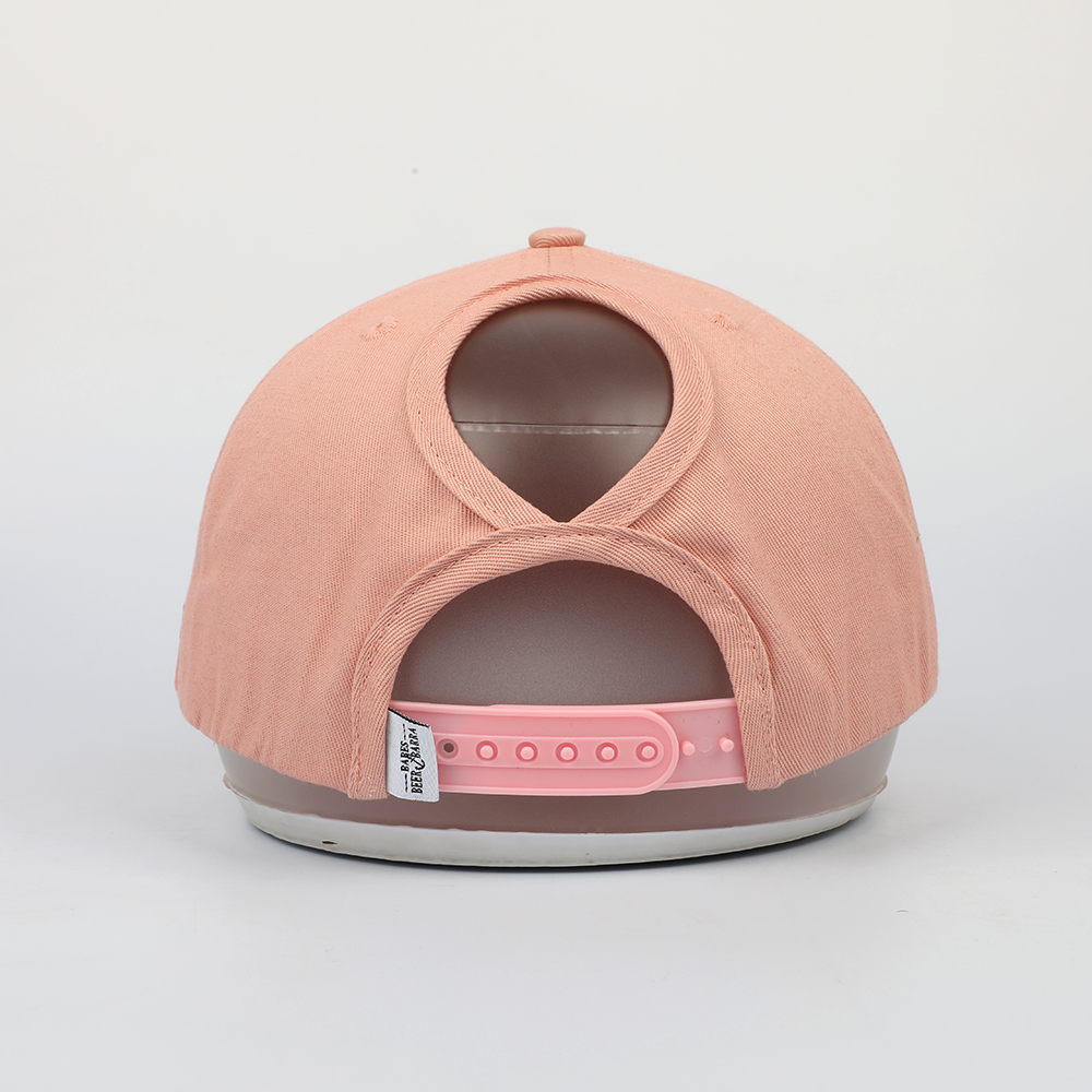 Peach Cotton Twill Baseball Cap with Tonal Anchor and Fish Embroidery