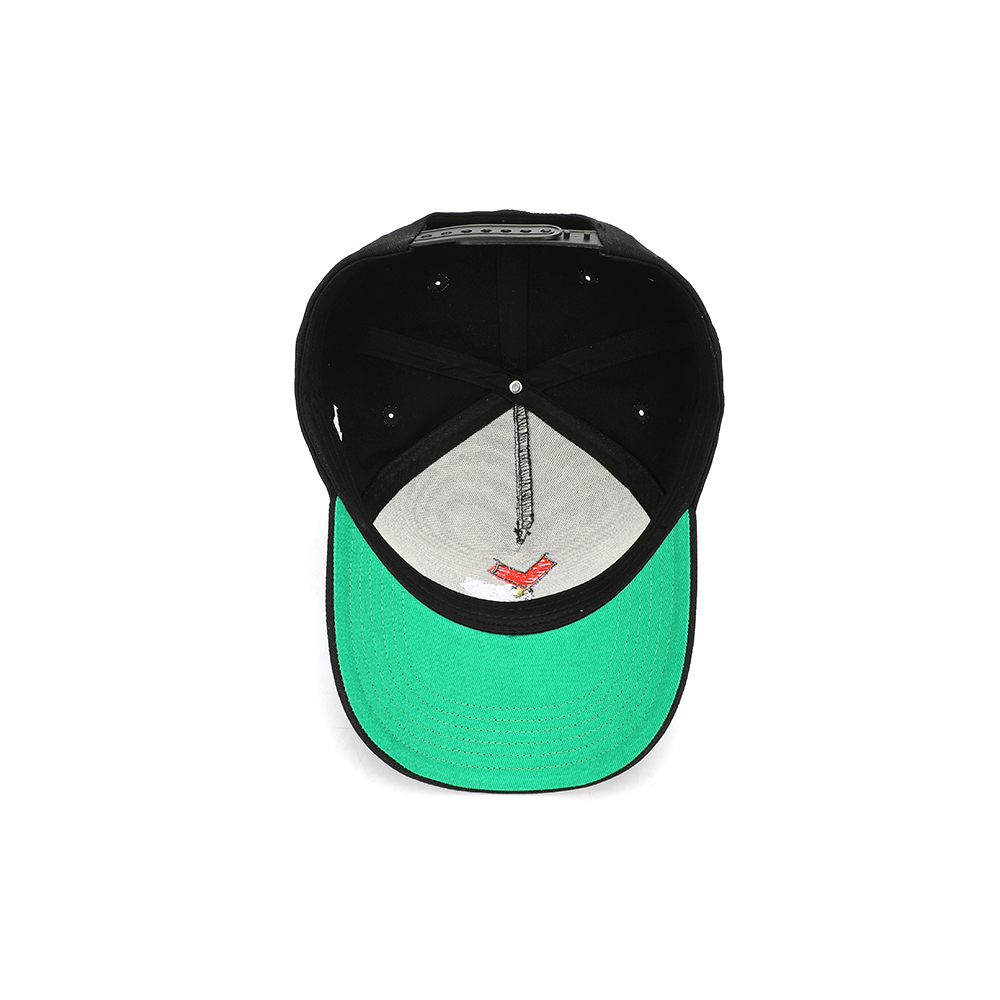 Black Cotton Twill Baseball Cap with 3D Embroidered Logo Adjustable Casual Hat