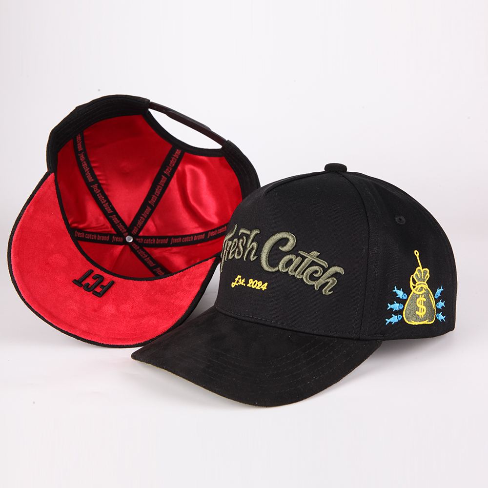 Fresh Catch Script Embroidered Black Baseball Cap