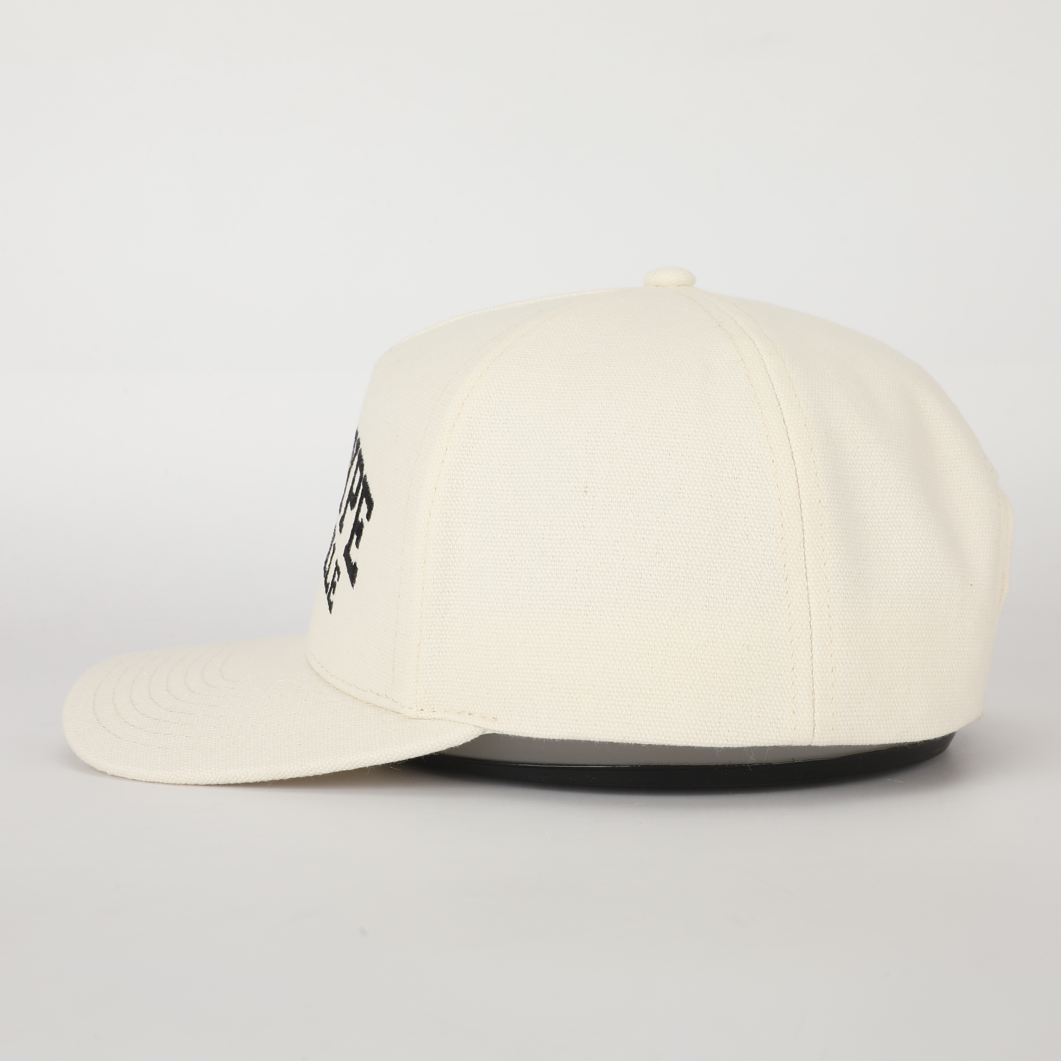 NWAHYPE Fayetteville Cream Cotton Twill 5-Panel Baseball Cap with Black Embroidered Lettering and Curved Brim