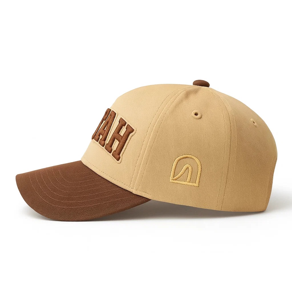 Tan and Brown Utah 3D Embroidered Five-Panel Baseball Cap