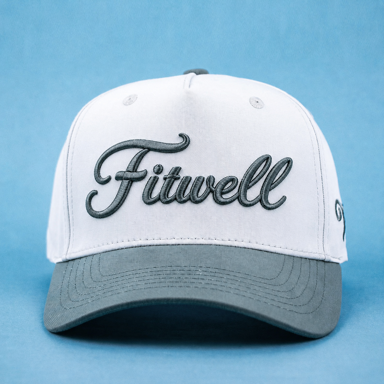 White Slate Gray Timeless Script Embroidered Curved Brim Baseball Cap