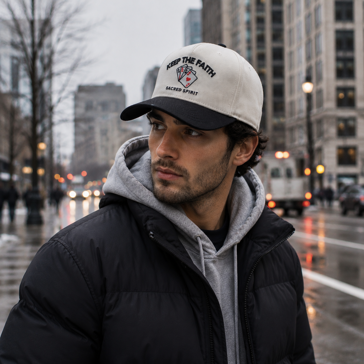 Keep The Faith Sacred Spirit Embroidered Two Tone Baseball Cap