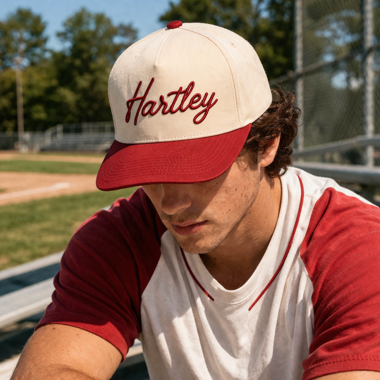 Hartley Two Tone Cotton Twill Baseball Cap with Script Embroidery