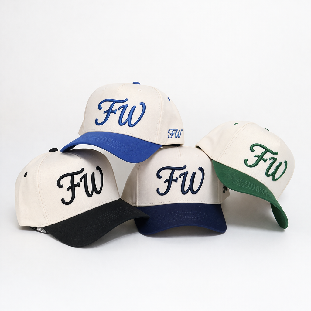 Two Tone 3D Embroidered Logo Cotton Twill Baseball Cap Set