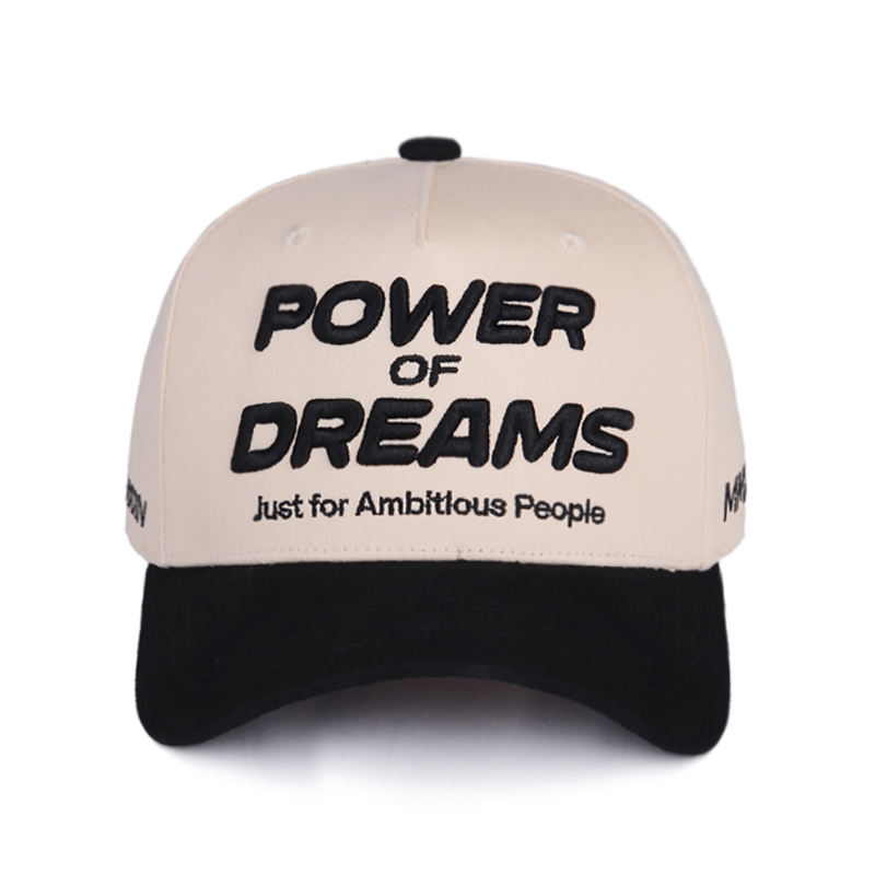 Beige Black Power of Dreams 3D Embroidered Baseball Cap