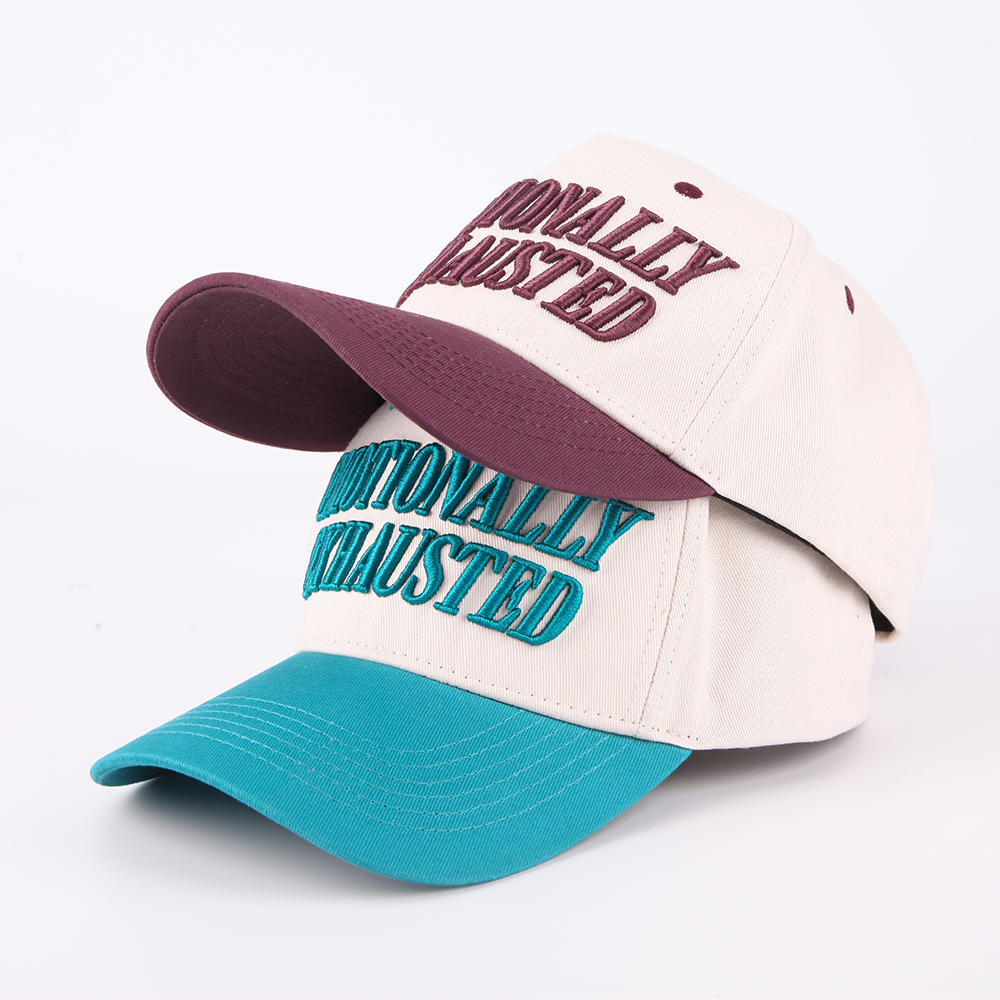 Two-Tone Cotton Twill Baseball Cap with Raised 3D Embroidered Statement Logo, Curved Brim and Contrast Eyelets – Custom Unisex Casual Hat