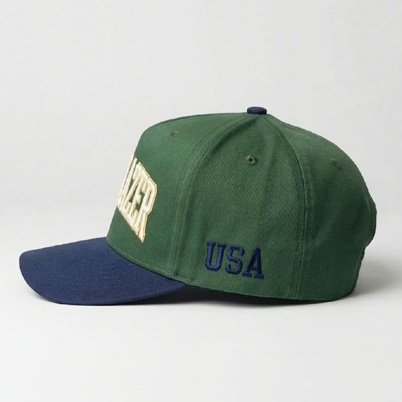 Green Navy TRAILBLAZER Embroidered Baseball Cap – Two-Tone Vintage Streetwear Hat