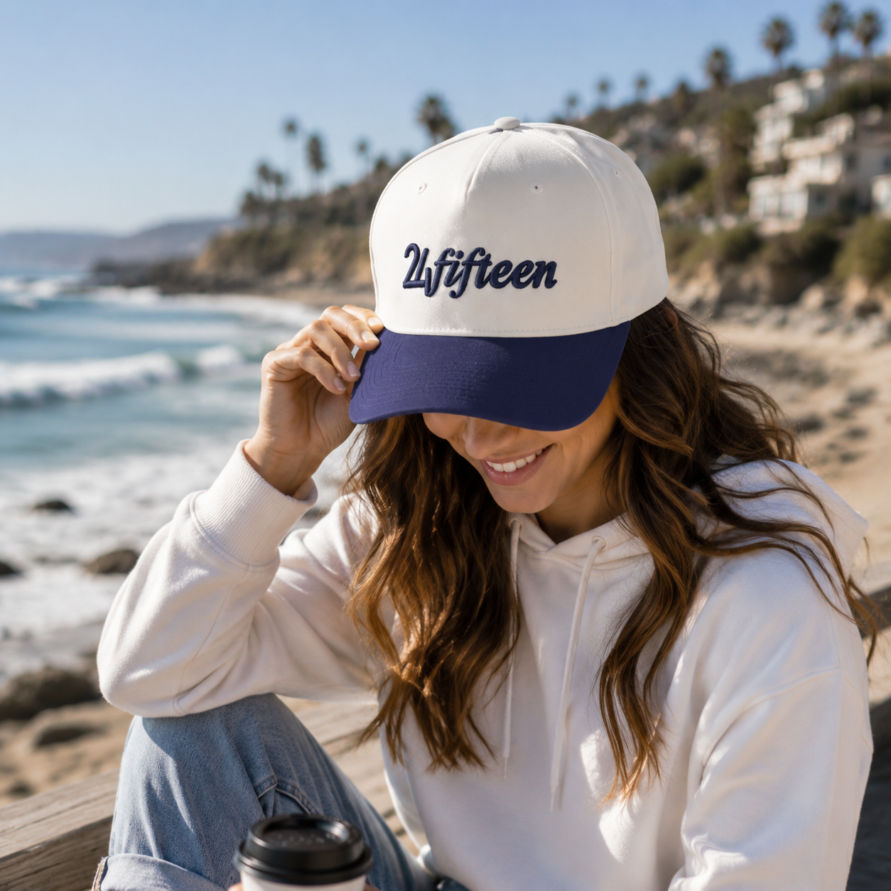 Two Tone Raised Logo Cotton Twill Baseball Cap