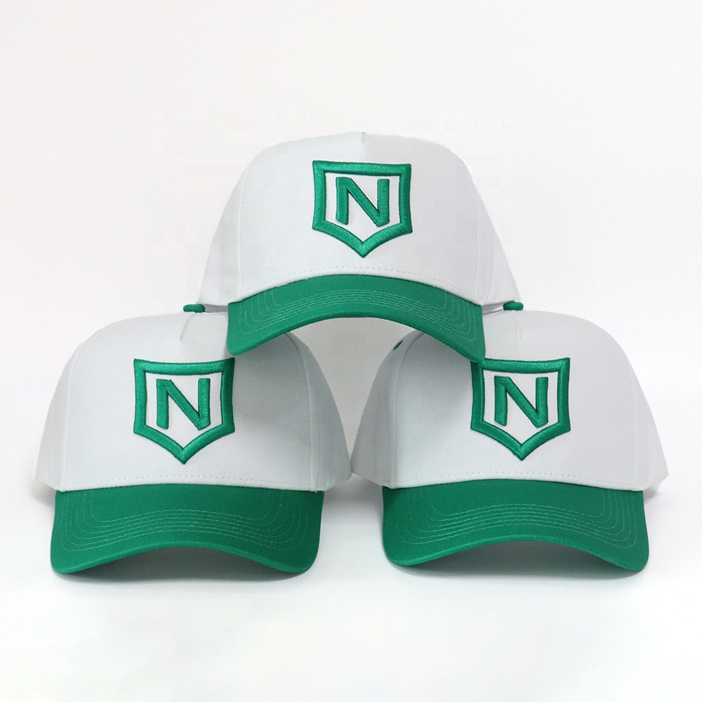 White and Green Shield Logo 5 Panel Baseball Cap Set