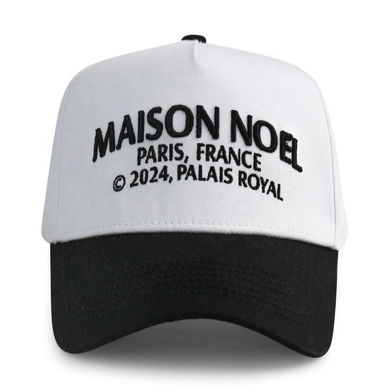 Black White Paris Letter Embroidered Two-Tone Baseball Cap