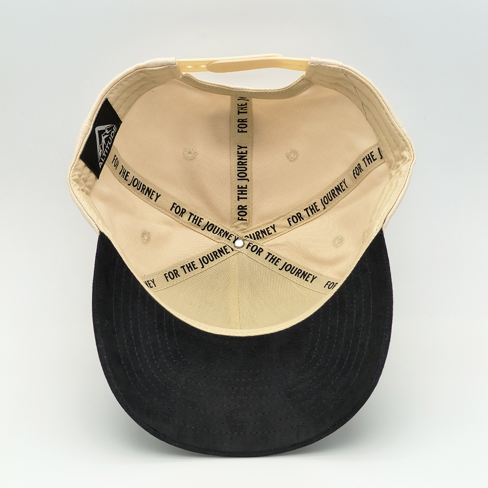 Two-Tone Beige and Black 5 Panel Baseball Cap with 3D Embroidered DAD Logo