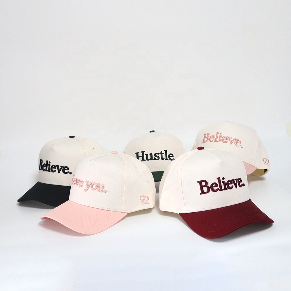 Inspirational Letter Embroidered Two Tone Baseball Cap Set Believe Love You Adjustable Hat
