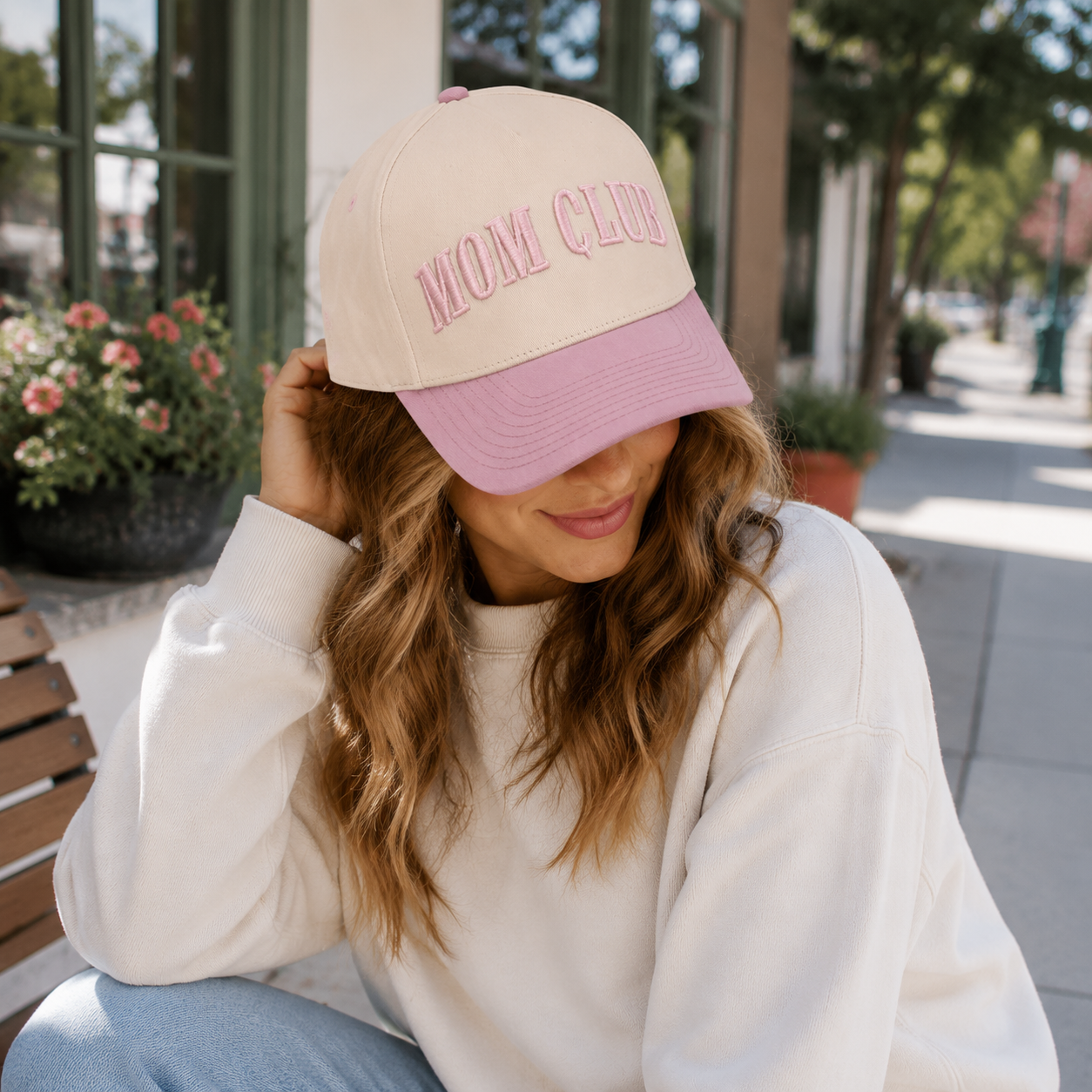 Mom Club Two-Tone Embroidered Cotton Twill Baseball Cap