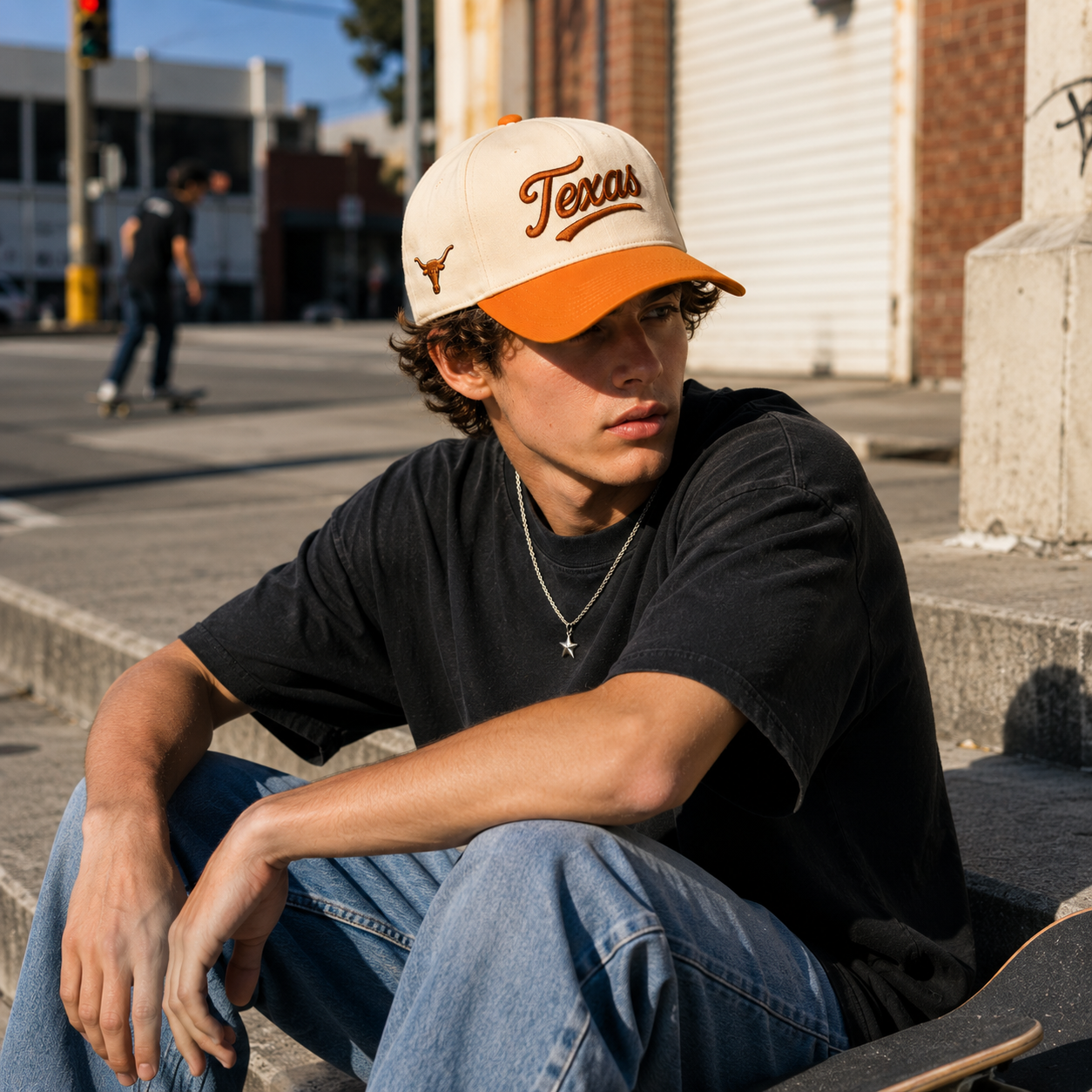 Texas Embroidered Two Tone Cotton Twill Baseball Cap