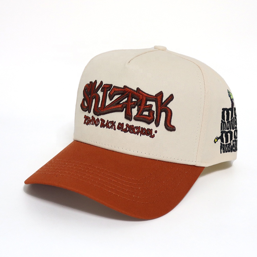 Skiztek Two Tone Cotton Twill Baseball Cap with Graffiti Style Embroidery