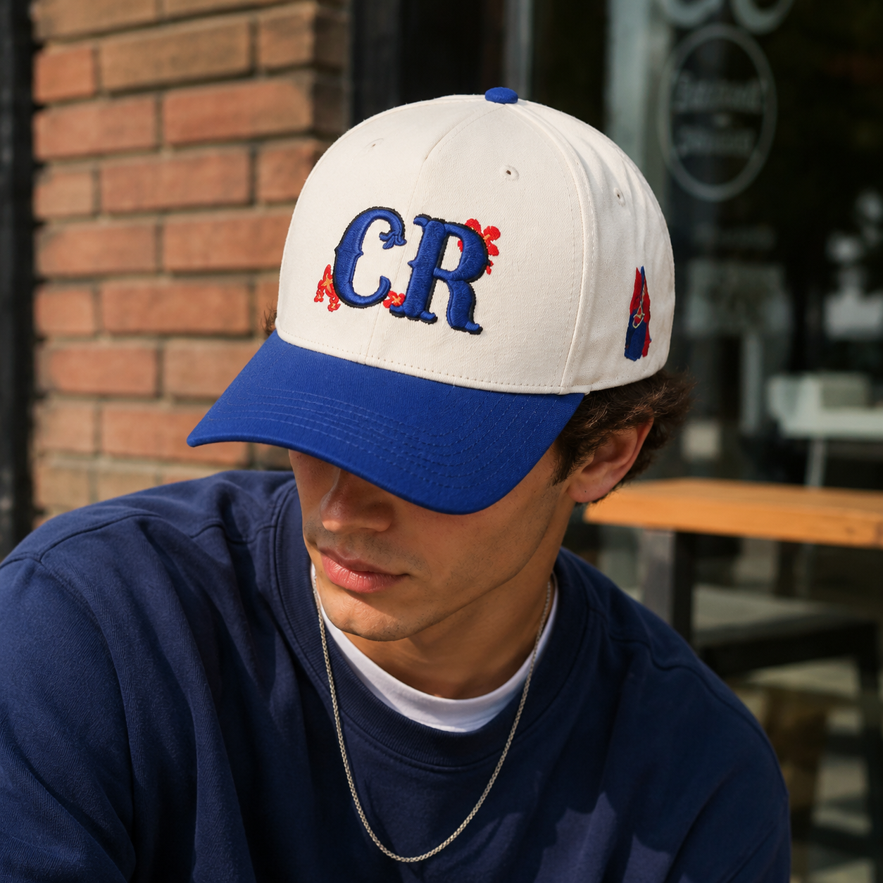 Two Tone Cotton Twill Baseball Cap with Raised CR Embroidery