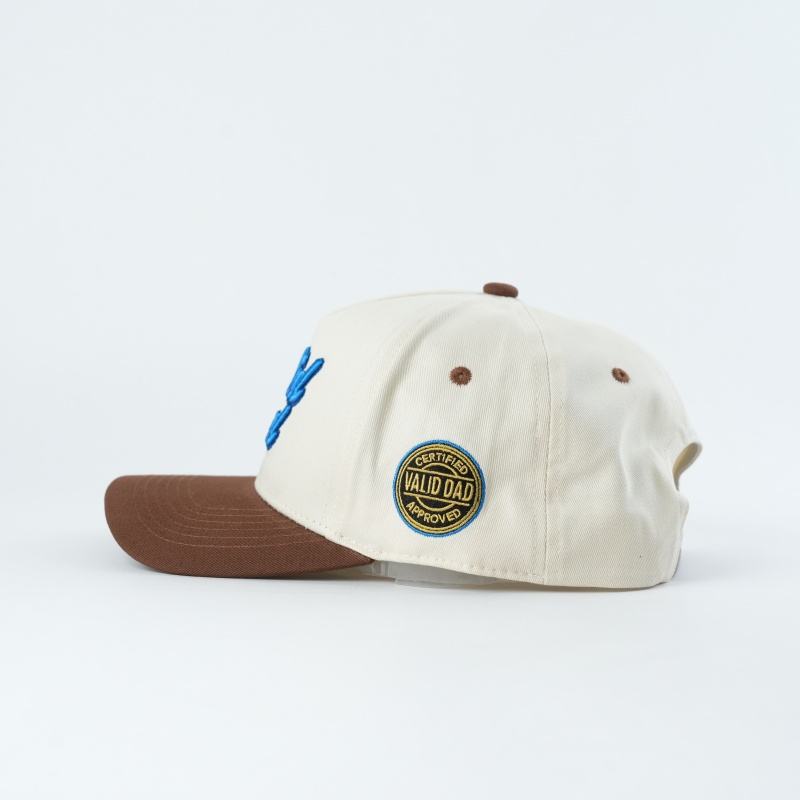 Cream and Brown 3D Embroidered Dad Script Five-Panel Baseball Cap