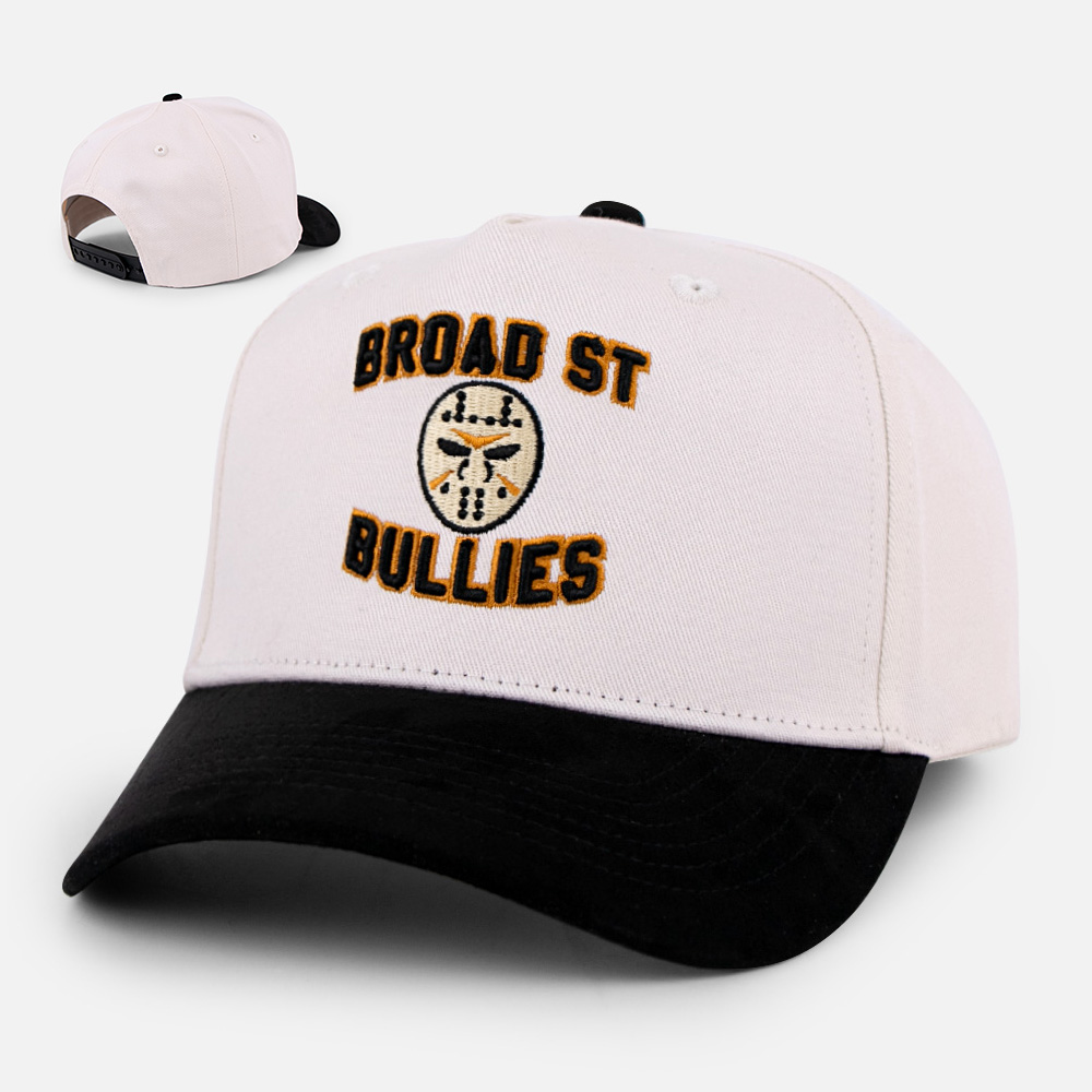 White Black Broad Street Bullies Embroidered Five-Panel Baseball Cap