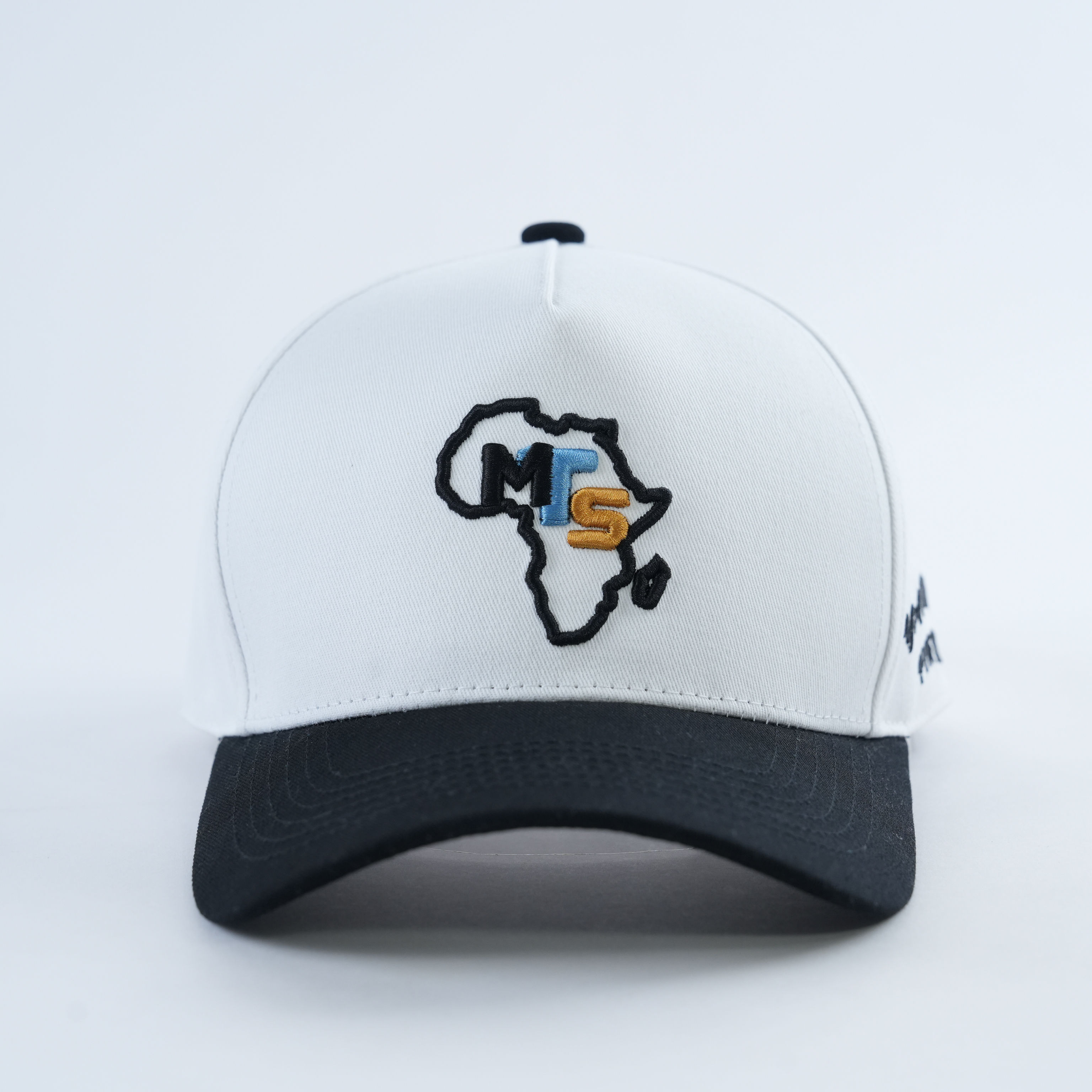 Africa Outline Logo White Black Baseball Cap Embroidered Cotton Twill Hat