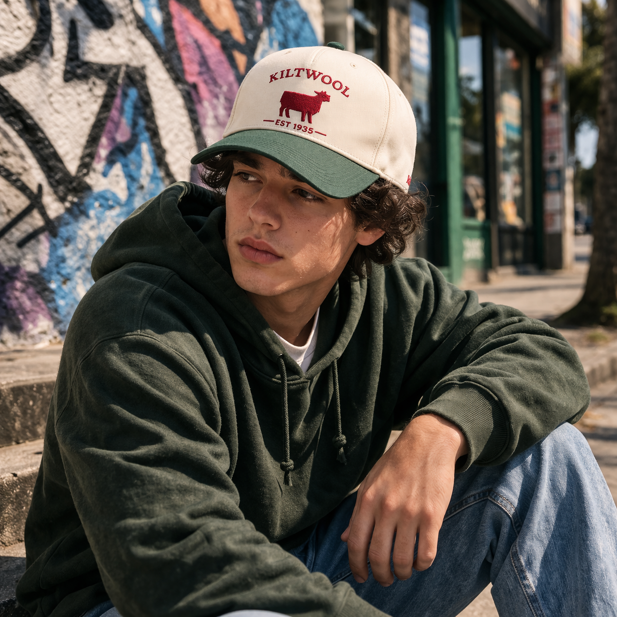 Two Tone Embroidered Cotton Twill 5 Panel Baseball Cap with Sheep Logo