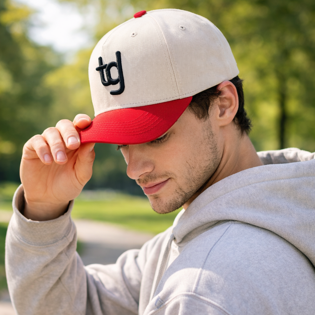 Two-Tone 5 Panel Cotton Twill Baseball Cap with Raised Logo