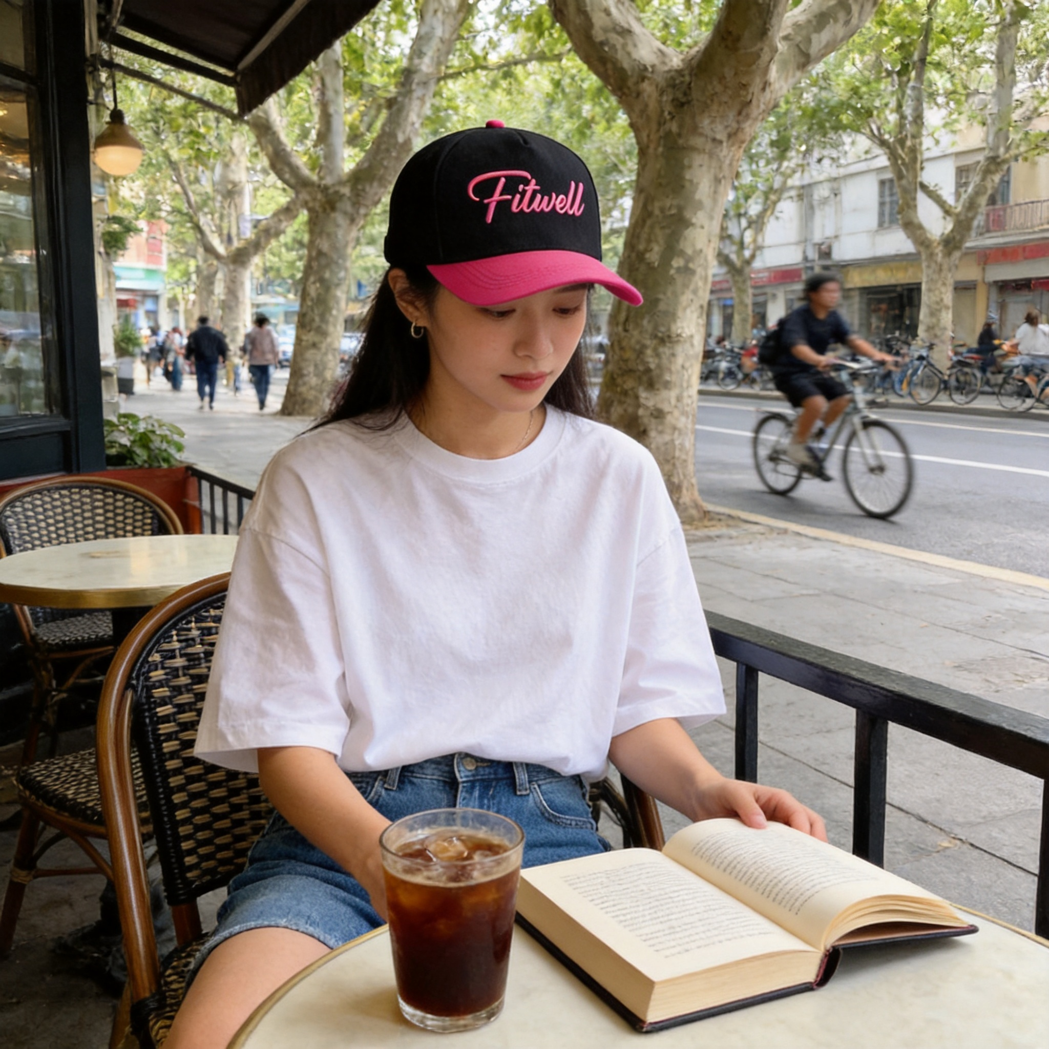 Black Pink Pretty Embroidered Two Tone Baseball Cap