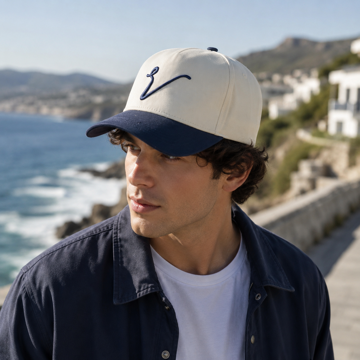 Two-Tone Cotton Twill Baseball Cap with Raised Embroidered Front Logo