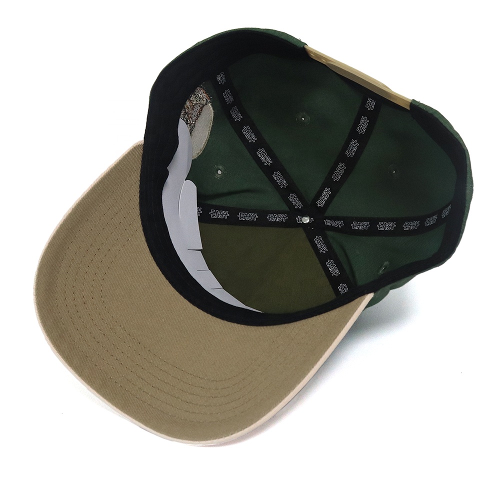 Green Beige Two Tone Baseball Cap with Raised EASY Letter Embroidery