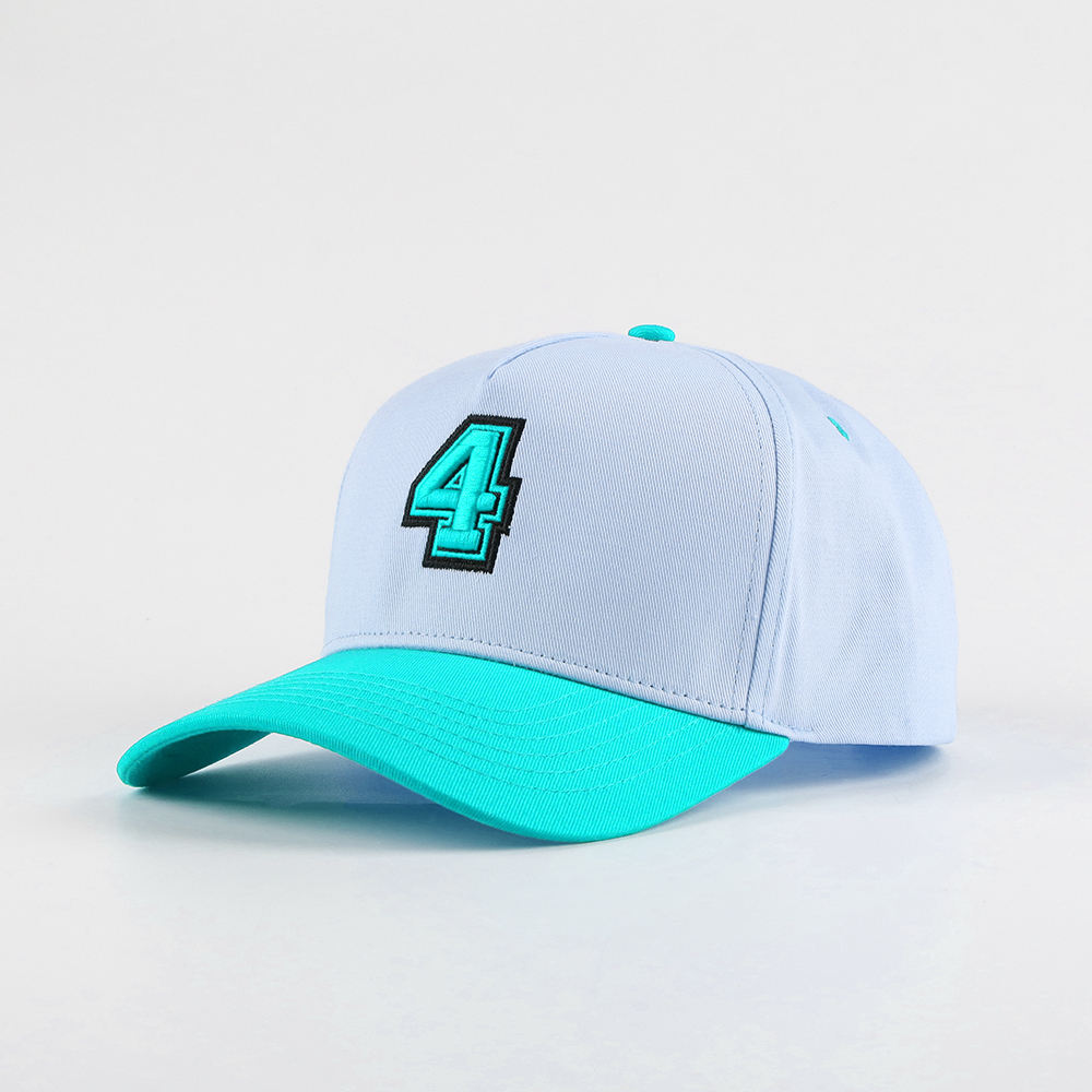 Number 4 Two-Tone Cotton Twill Baseball Cap with 3D Puff Embroidery