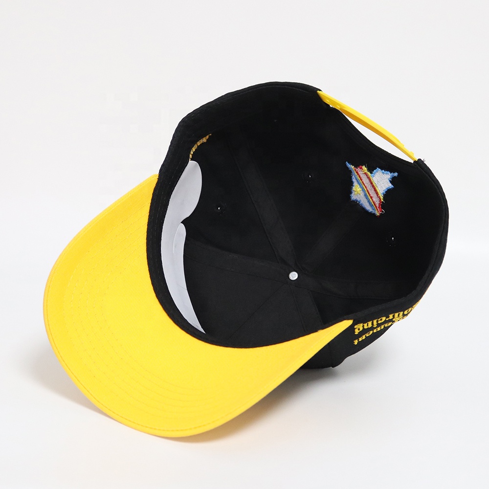Black and Yellow 3D Logo Embroidered Baseball Cap Adjustable Casual Hat