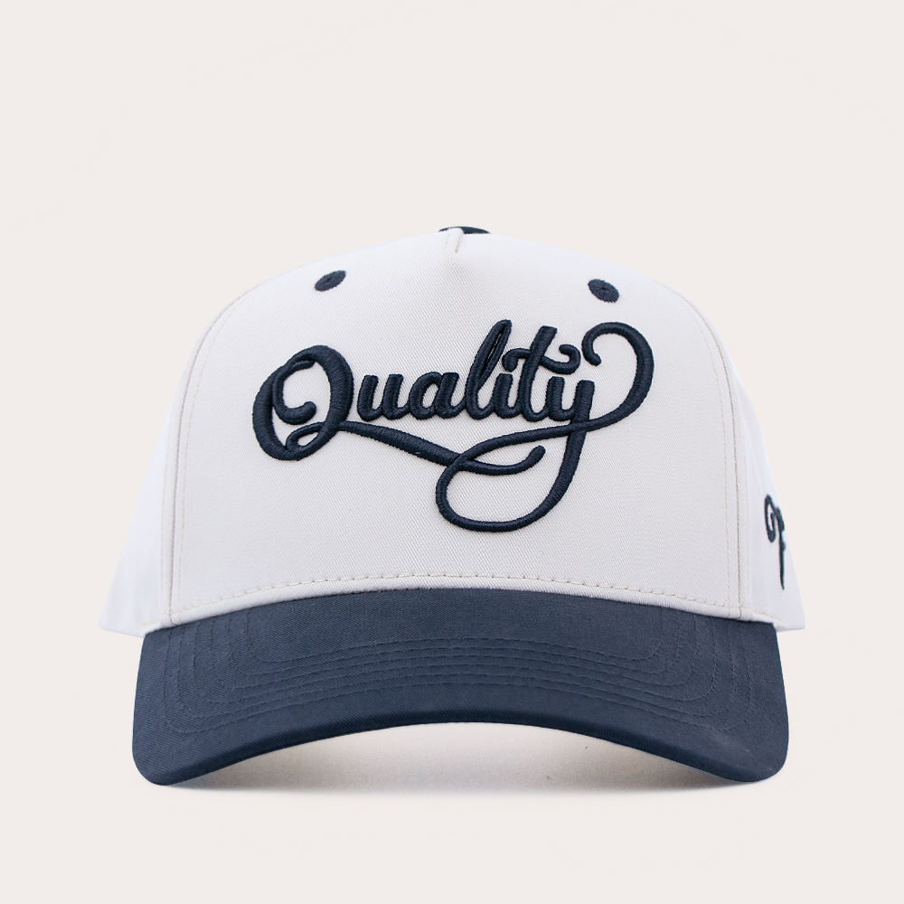 Two Tone Cotton Twill Baseball Cap with 3D Embroidered Quality Script Logo