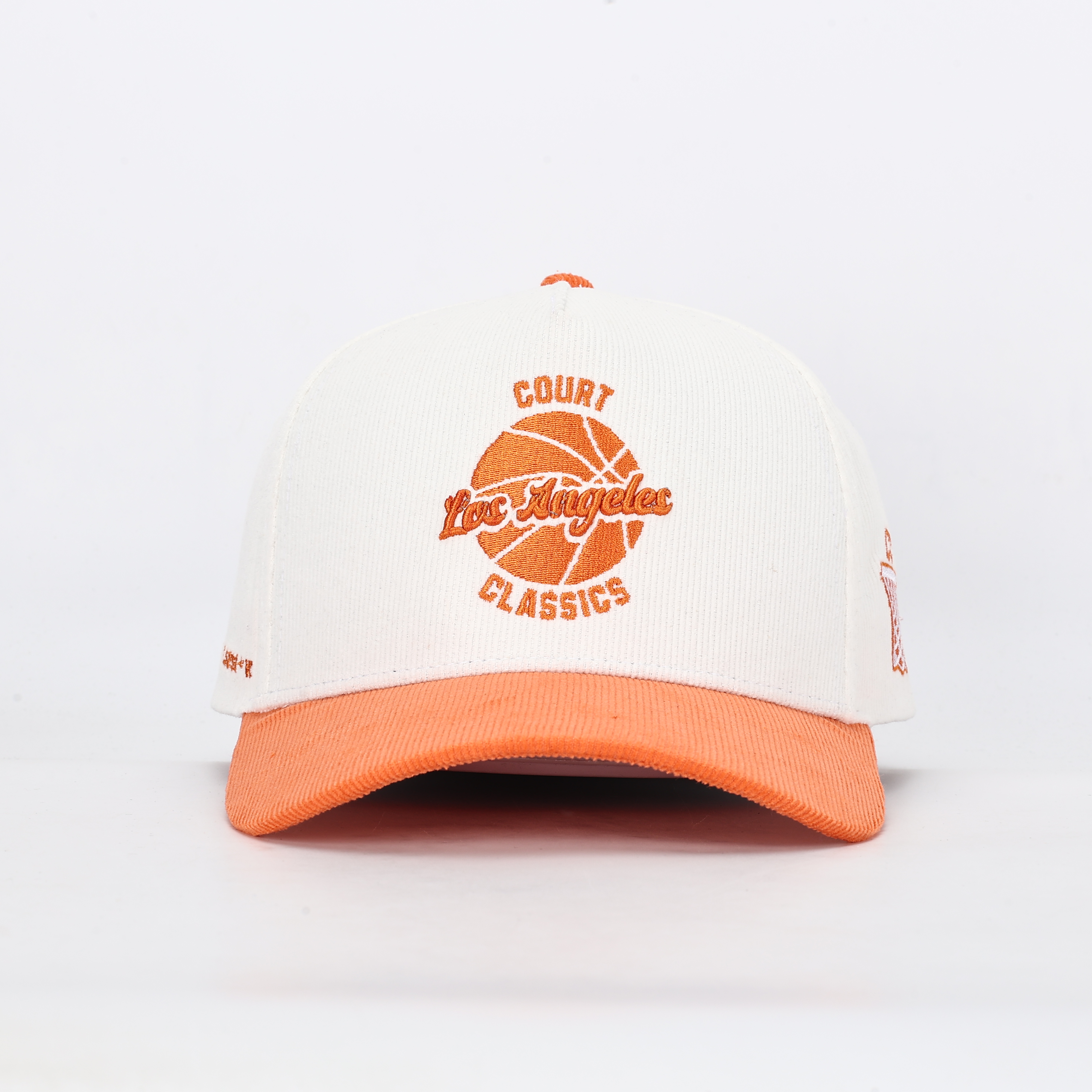 White and Orange Court Classics Basketball Embroidered Cap
