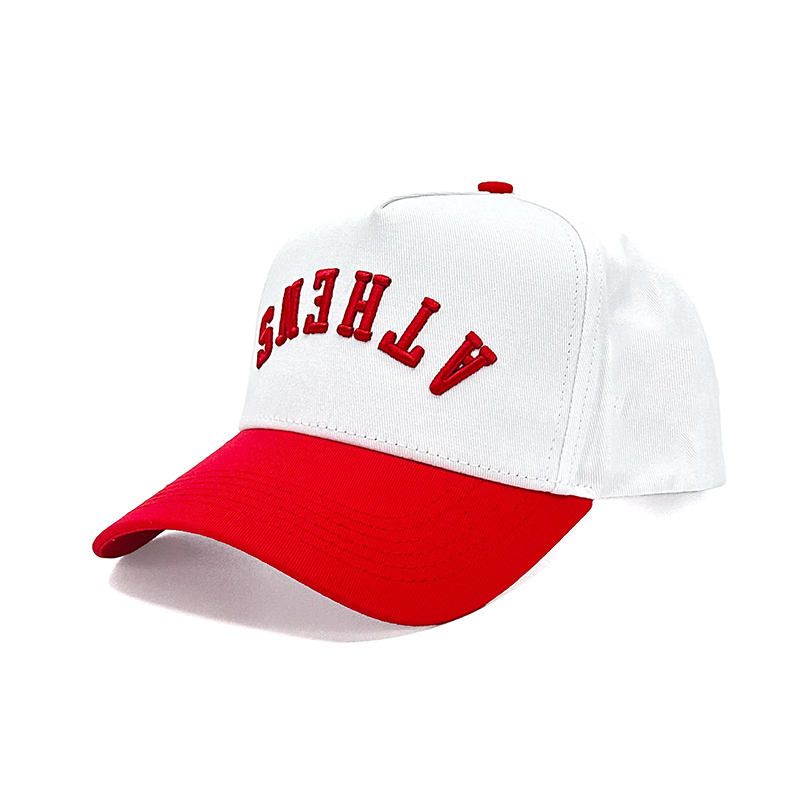 Upside Down Athens Red White Two-Tone Embroidered Baseball Cap