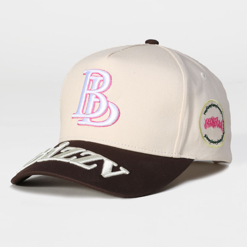 Two-Tone 3D Embroidered Letter Baseball Cap with Curved Brim