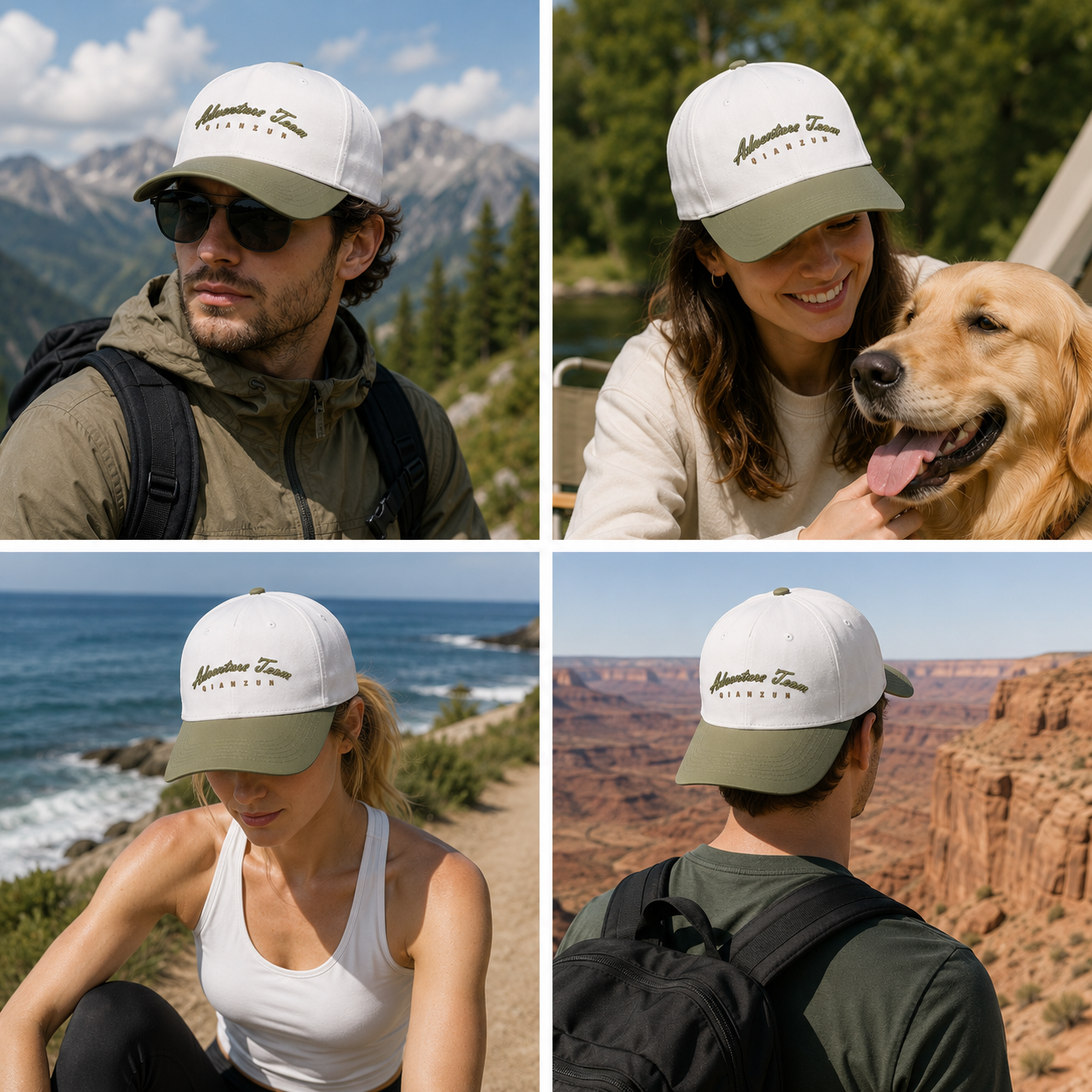 Ivory Olive Adventure Team Embroidered Baseball Cap