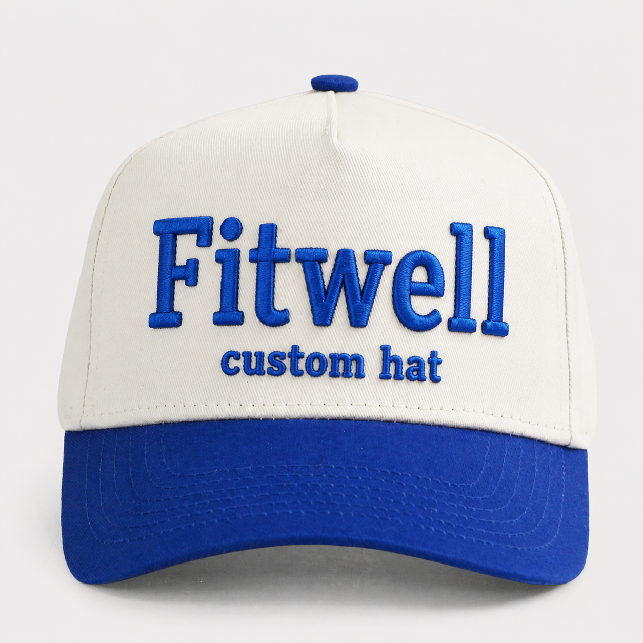 Ivory Royal Blue Two-Tone 3D Embroidered Baseball Cap