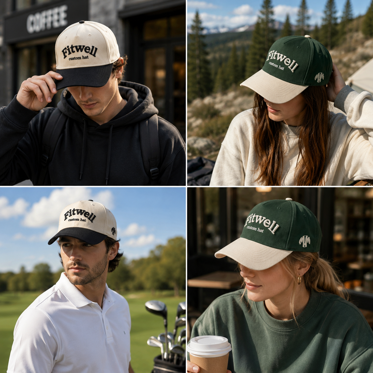 Two Tone Cotton Twill Baseball Cap with 3D Embroidered Mulligan Masters Logo