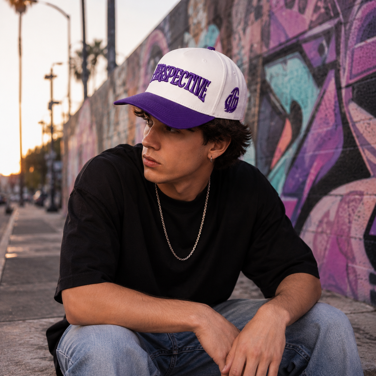 Perspective Purple Two Tone Embroidered Baseball Cap