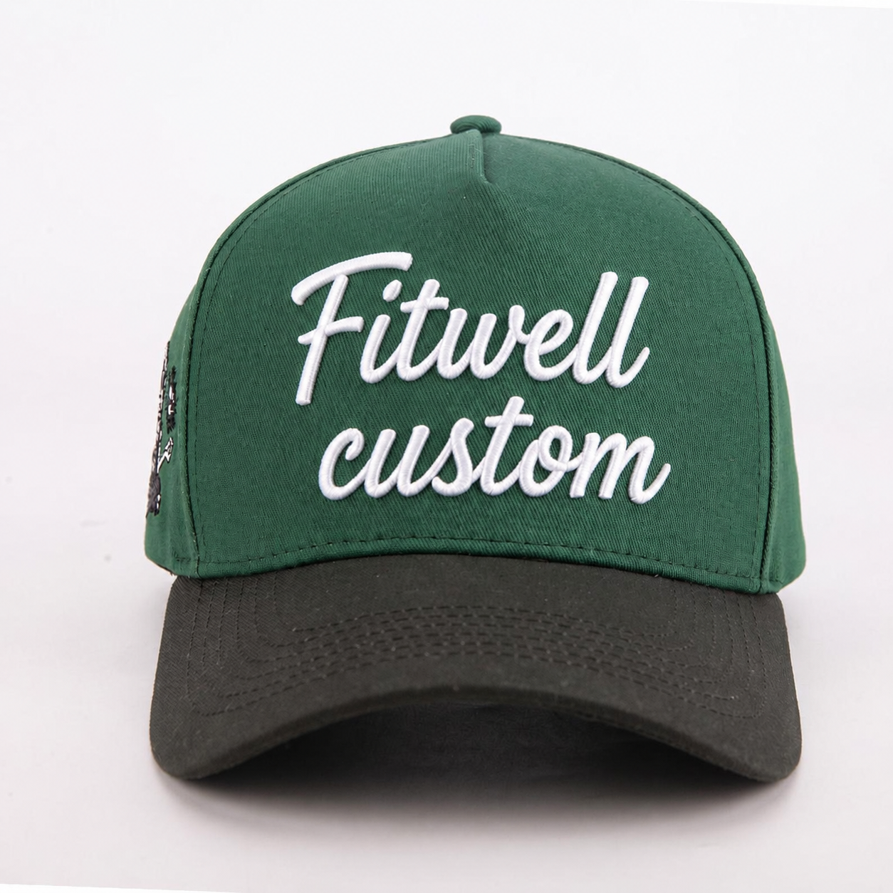 Green and Black Two Tone Baseball Cap with Raised Embroidered Logo