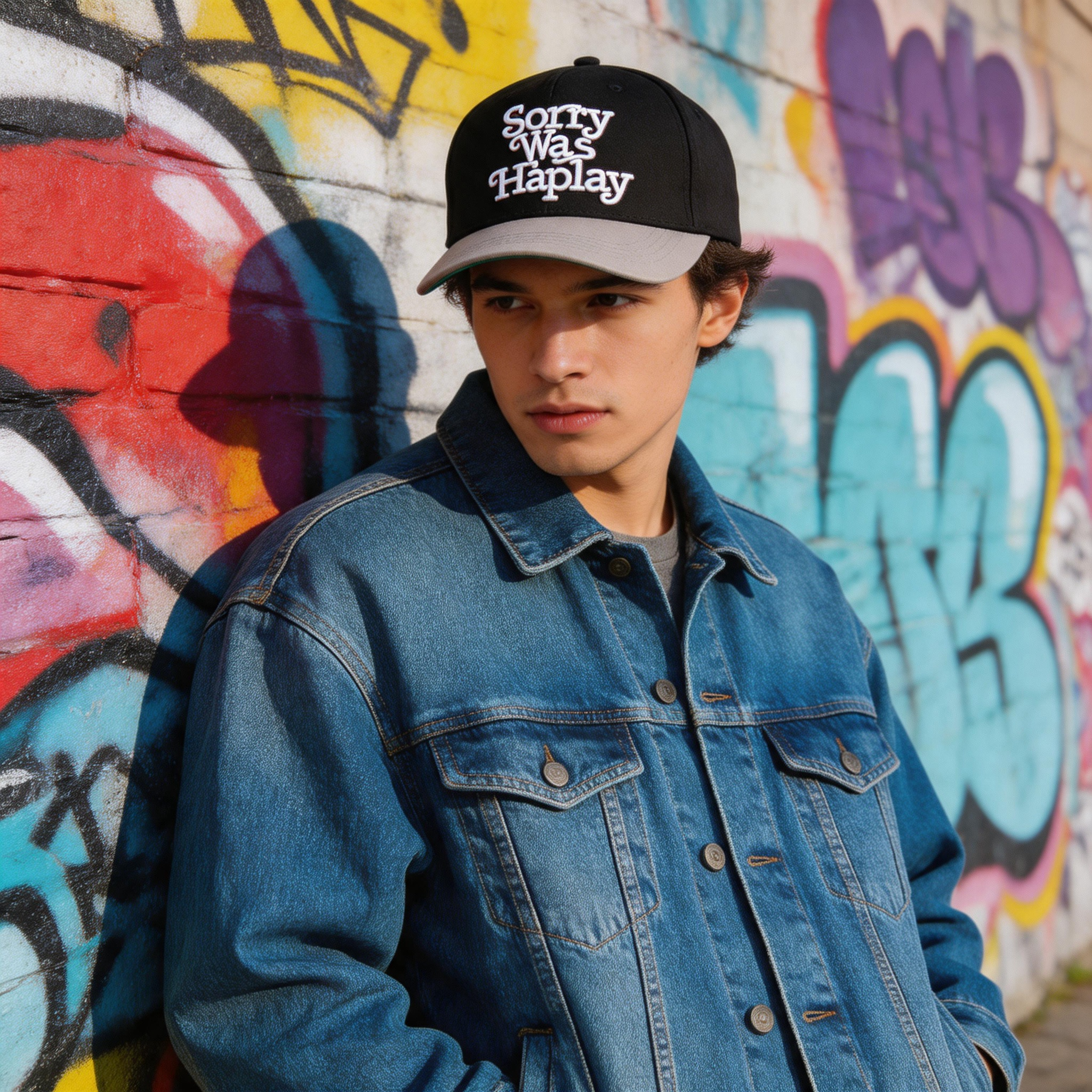 Two-Tone 5-Panel Cotton Twill Baseball Cap with Raised 3D Slogan Embroidery and Curved Contrast Brim