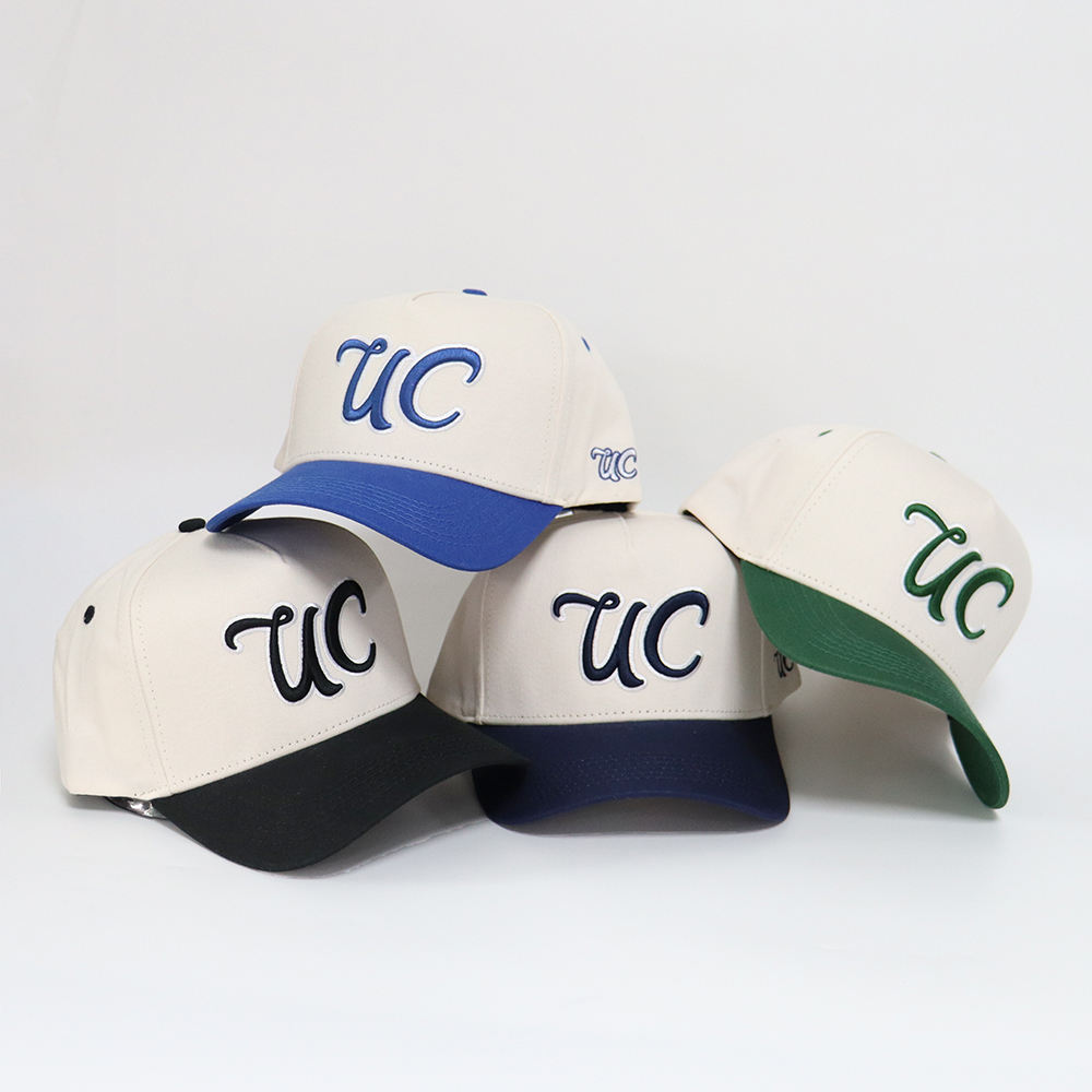 Two Tone 3D Embroidered Logo Cotton Twill Baseball Cap Set